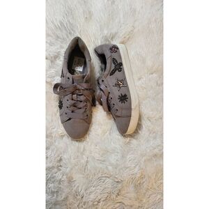 Women's embellished gray suede bling sneaker 7